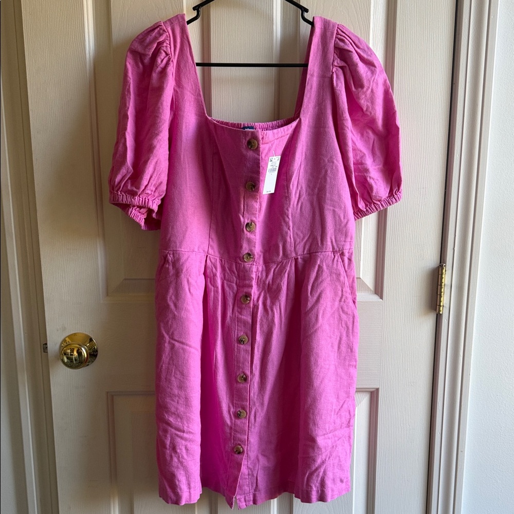 Pink Dress with Button Detail